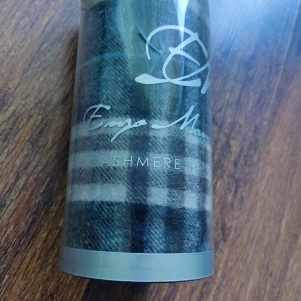 Enzo Mantovani Brown Plaid Cashmere Wool Scarf